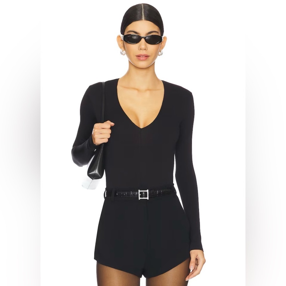 LOVERS AND FRIENDS | Revolve | Med Cheeky Black DEEP V NECK Bodysuit One Piece